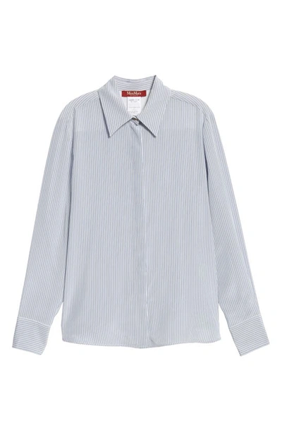 Shop Max Mara Gong Stripe Silk Button-up Shirt In Navy