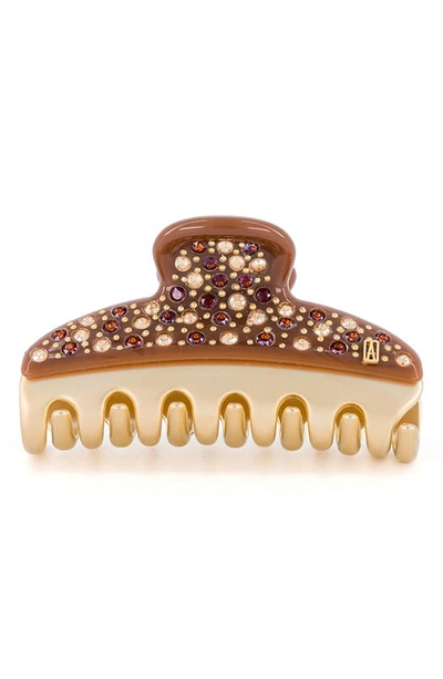 Shop Alexandre De Paris Swarovski Crystal Claw Clip In Chocolate