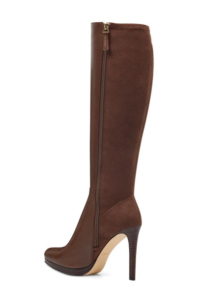 Nine West Quizme Knee High Boot In Brown Leather