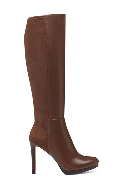 Nine West Quizme Knee High Boot In Brown Leather