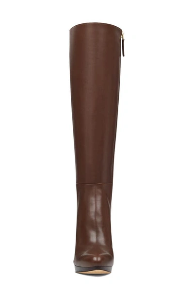 Nine West Quizme Knee High Boot In Brown Leather