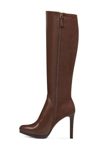 Nine West Quizme Knee High Boot In Brown Leather