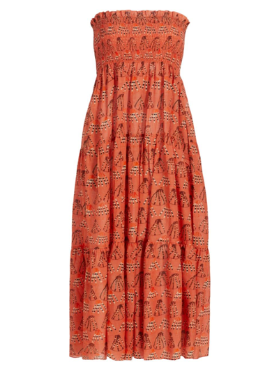Shop Ulla Johnson Women's Lucca Printed Cotton-blend Cover-up Midi-dress In Rosa
