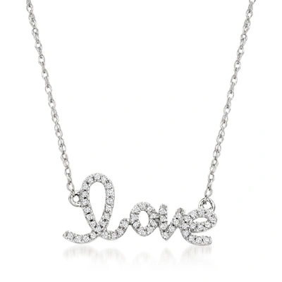 Shop Ross-simons Diamond "love" Necklace In 14kt White Gold In Multi