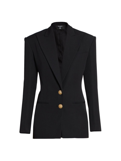 Shop Balmain Women's Fitted Two-button Jacket In Black