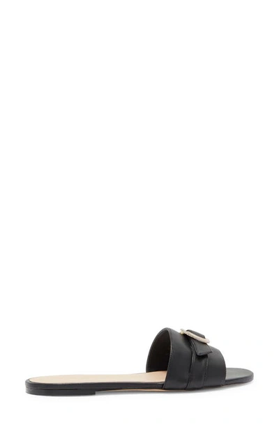 Shop Stuart Weitzman Crystal Buckle Slide Sandal In Black