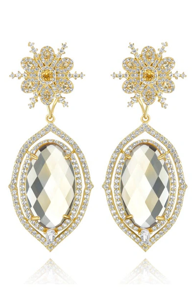 Shop House Of Frosted 14k Gold Plated Sterling Silver White Topaz & Citrine Floral Drop Earrings