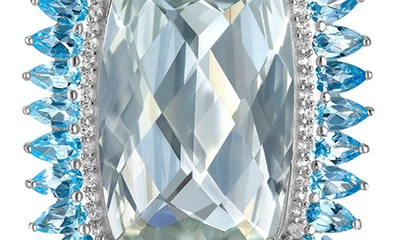 House Of Frosted 14k White Gold Plated Sterling Silver Blue Topaz, White Topaz & Green Quartz Drop Earrings In Silver/ Topaz