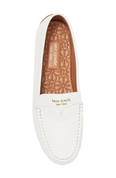 Shop Kate Spade Deck Leather Moc Loafer In Optic White