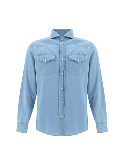 Shop Brunello Cucinelli Shirt In Denim Chiarissimo+198