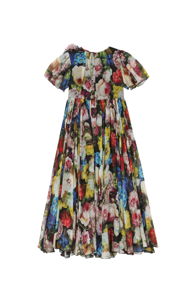 Shop Dolce & Gabbana Dress With Flower Print In Multicolor