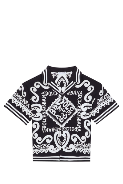 Shop Dolce & Gabbana Javanese Shirt With Marine Print In Multicolor