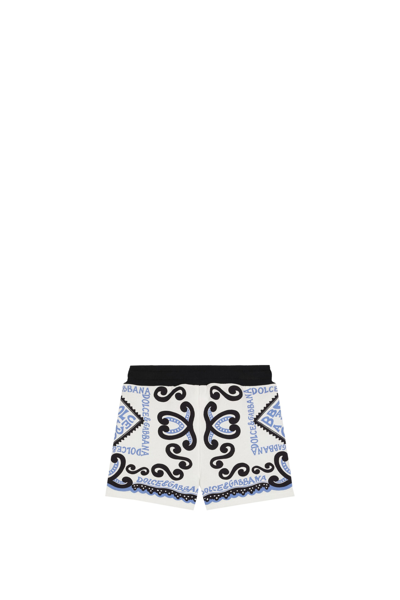 Shop Dolce & Gabbana Jersey Bermuda Shorts With Marine Print In Multicolor