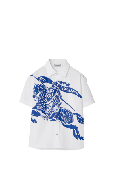 Shop Burberry Cotton Shirt With Ekd In White