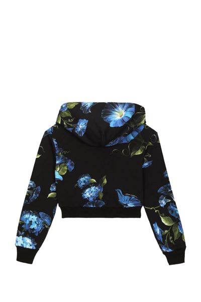 Shop Dolce & Gabbana Crop Sweatshirt With Bellflower Print In Multicolor