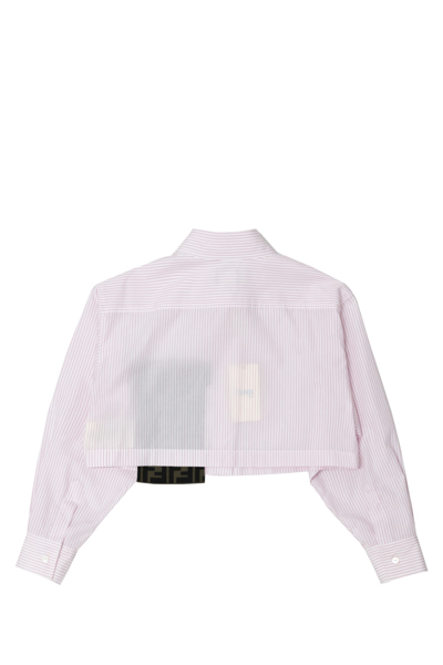 Shop Fendi Striped Crop Shirt In Rose