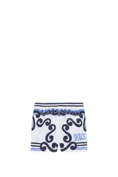 Shop Dolce & Gabbana Nylon Swimming Boxers With Navy Print In Multicolor