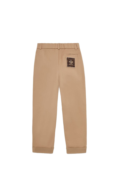 Shop Fendi Junior Trousers In Beige