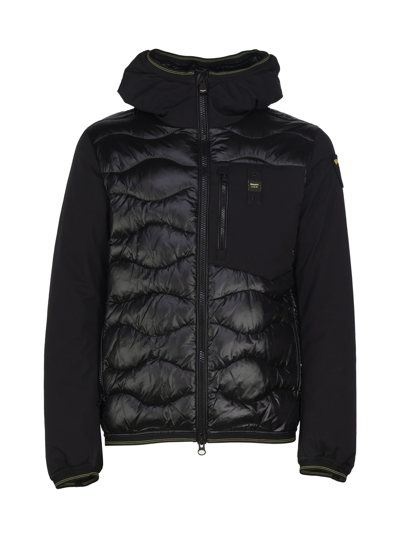 Shop Blauer Wave-stitched Nylon Down Jacket In Black