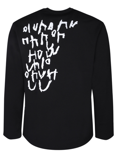 Comme Des Garçons Homme Deux Script-print Long-sleeved Jumper In Black