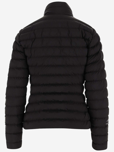 Shop Balenciaga Nylon Down Jacket With Logo In Black