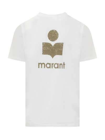 Shop Isabel Marant Zafferh T-shirt In Khaki/white