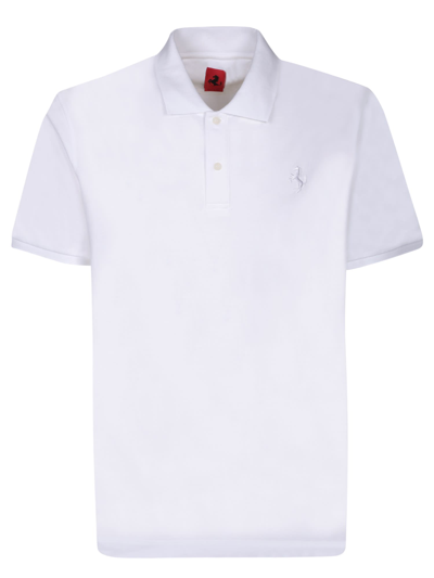 Shop Ferrari Cotton Piquã© White Polo Shirt