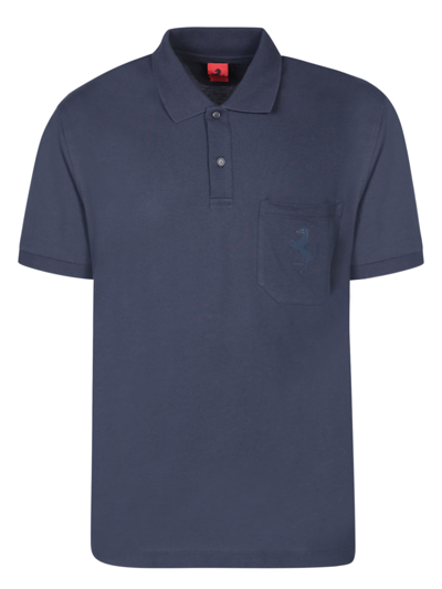 Shop Ferrari Cotton Piquã© Blue Polo Shirt