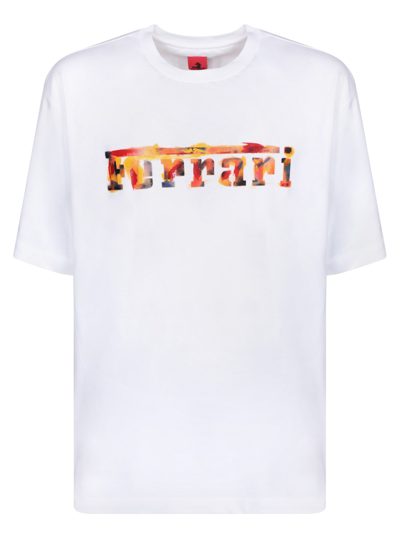 Shop Ferrari Graffiti Logo White T-shirt