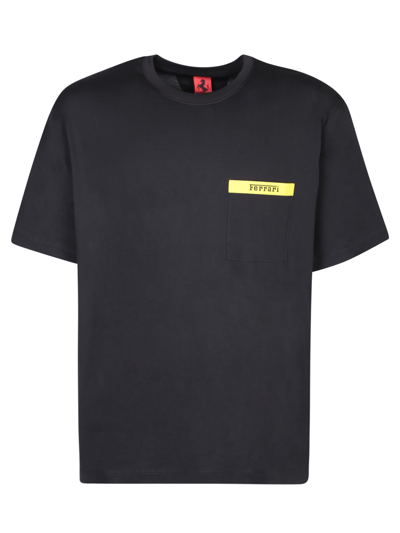 Shop Ferrari Contrasting Logo Black T-shirt