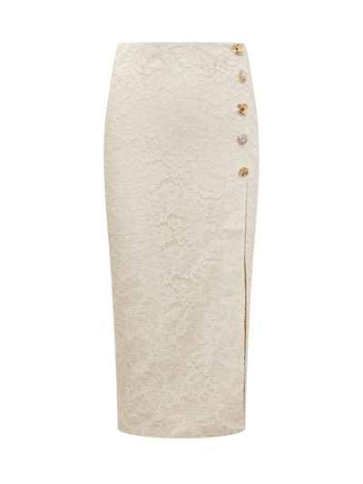 Shop Self-portrait Bouclé Lace Mini Skirt In Cream