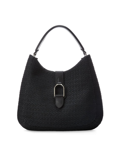 Shop Ralph Lauren Women's Welington Woven Medium Shoulder Bag In Black
