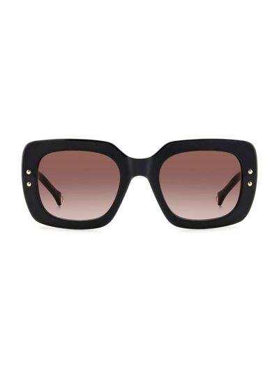 Shop Carolina Herrera Women's 52mm Square Sunglasses In Black Burgundy Brown