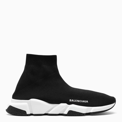 Shop Balenciaga Mesh And White Speed Sneakers In Black