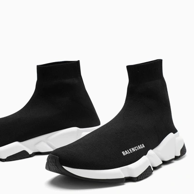 Shop Balenciaga Mesh And White Speed Sneakers In Black