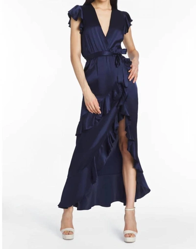 Shop Amanda Uprichard Silk Maxi Dress In Navy In Blue
