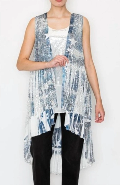 Shop Origami Denim Star Sequin Vest In Grey