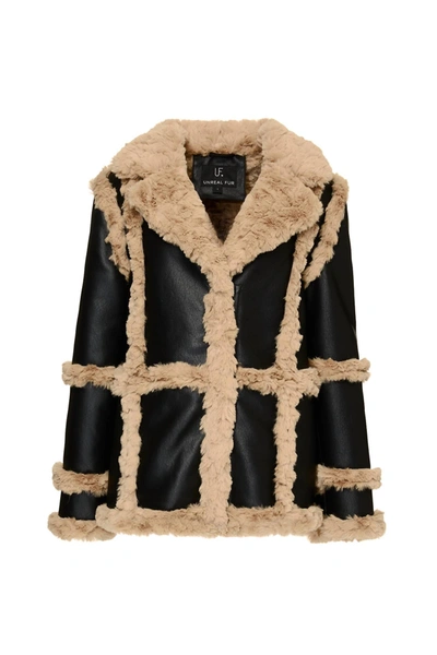 Shop Unreal Fur Gate Keeper Jacket In Black And Beige In Multi
