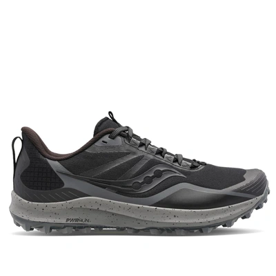 Shop Saucony Men's Peregrine 12 Running Shoes - Wide/2e Width In Black/charcoal In Multi