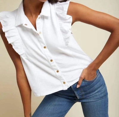 Shop Nation Ltd Archer Ruffled Button Up Top In Optic White