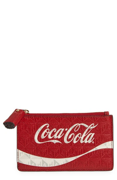 Shop Anya Hindmarch Coca-cola® Embossed Leather Zip Card Case In Red