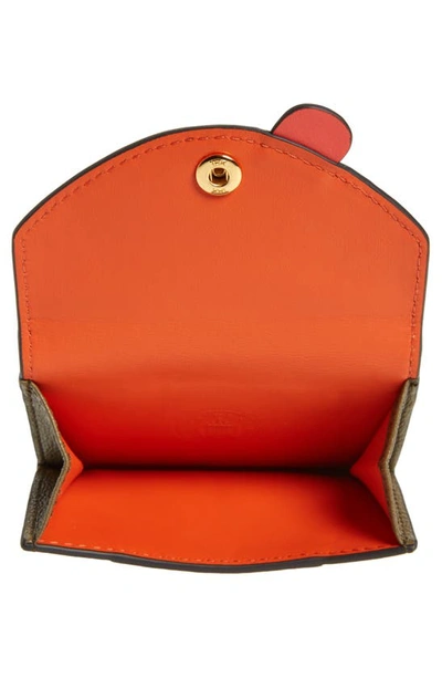 Shop Anya Hindmarch Mini Eyes Leather Card Case In Fern/ Clementine