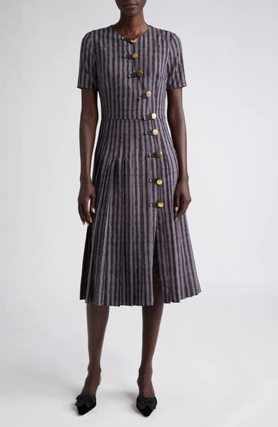 Shop Altuzarra Myrtle Stripe Crepe Midi Dress In Truffle
