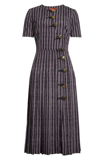 Shop Altuzarra Myrtle Stripe Crepe Midi Dress In Truffle