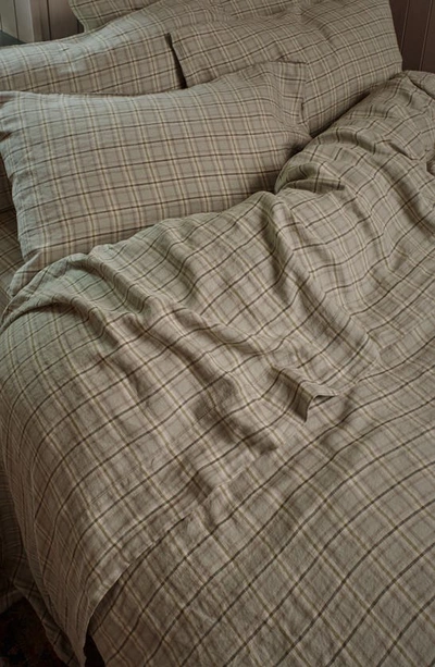 Shop Piglet In Bed Set Of 2 Linen Pillowcases In Laurel Green Check