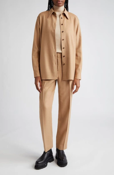 Lafayette 148 Camel Hair Drop Shoulder Shirt Jacket In Camel
