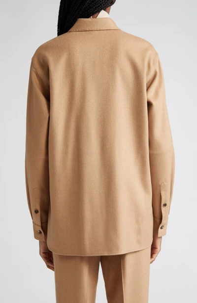 Lafayette 148 Camel Hair Drop Shoulder Shirt Jacket In Camel
