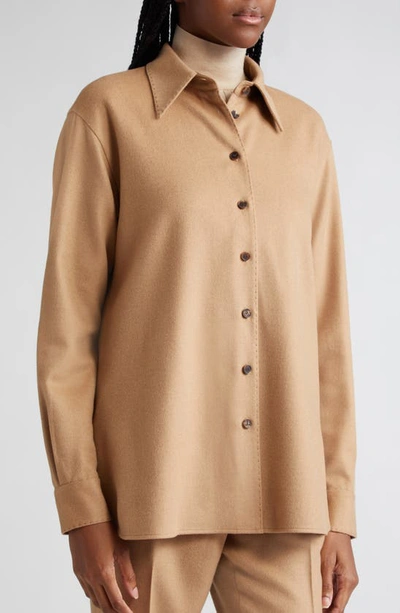 Lafayette 148 Camel Hair Drop Shoulder Shirt Jacket In Camel