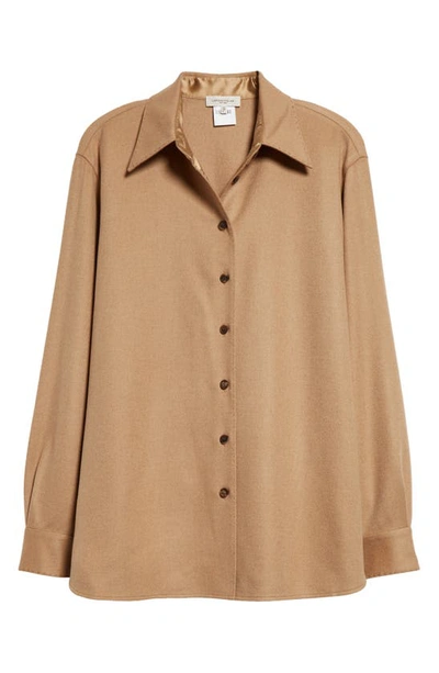 Lafayette 148 Camel Hair Drop Shoulder Shirt Jacket In Camel