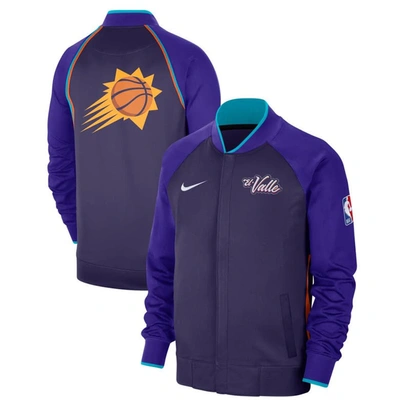 Shop Nike Purple Phoenix Suns 2023/24 City Edition Authentic Showtime Performance Raglan Full-zip Jacket In Black